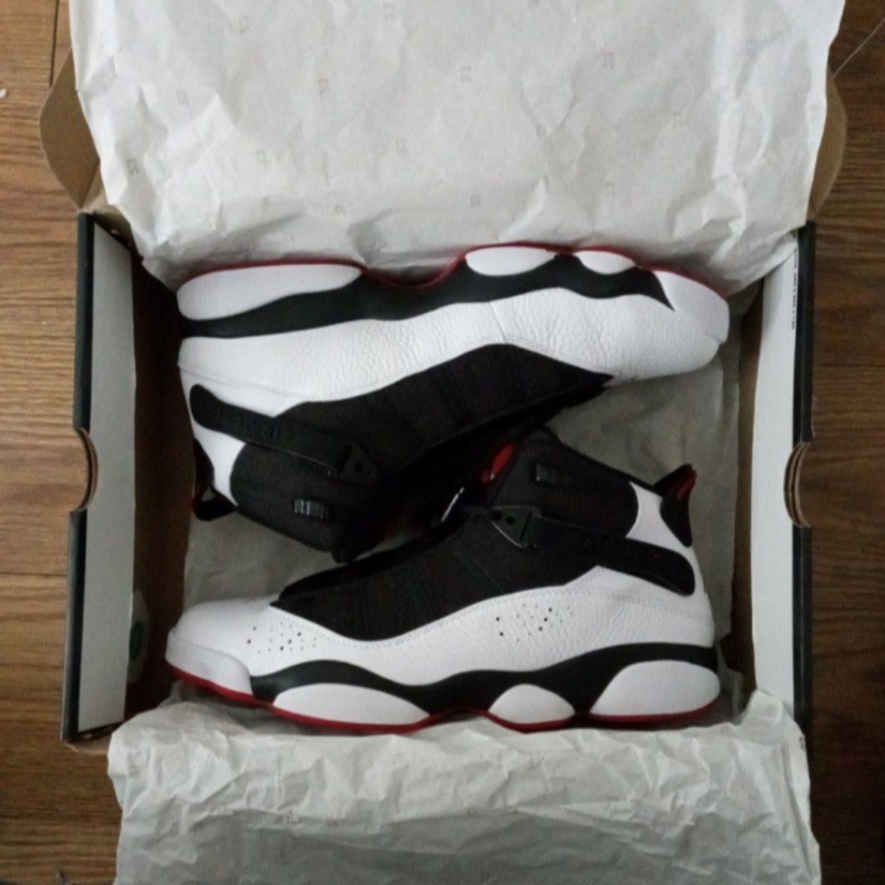 Jordan 6 rings , black white gym red